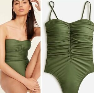 NWT J.Crew Rouched One piece Swimsuit in Olive size 22